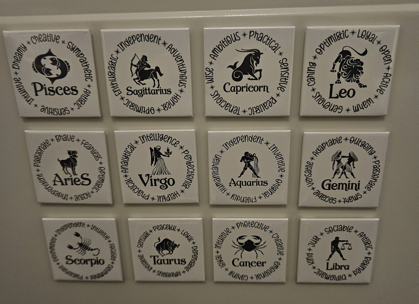 Zodiac Personality Fridge Magnets – 50 x 50mm Astrology Series