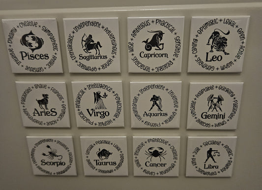 Zodiac Personality Fridge Magnets – 50 x 50mm Astrology Series