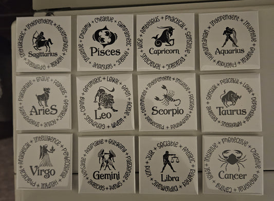 Zodiac Personality Fridge Magnets – 50 x 50mm Astrology Series
